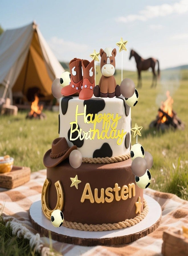 Tyotrbs 21Pcs Cowboy Cake Toppers Cowboy Hat and Boot Horse Cake decorations Western Cowboy Cowgirl Birthday Baby Shower for Western Theme Party Favors Supplies - Image 5